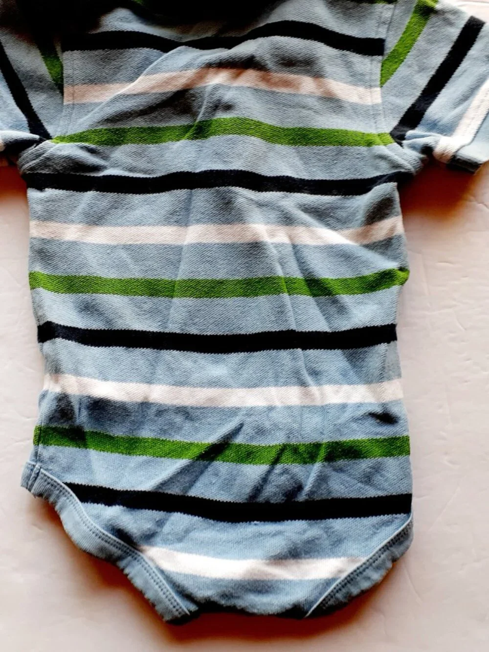 Gymboree Boys Shirt Polo Bodysuit Blue Stripe Short Sleeve 18-24 Months